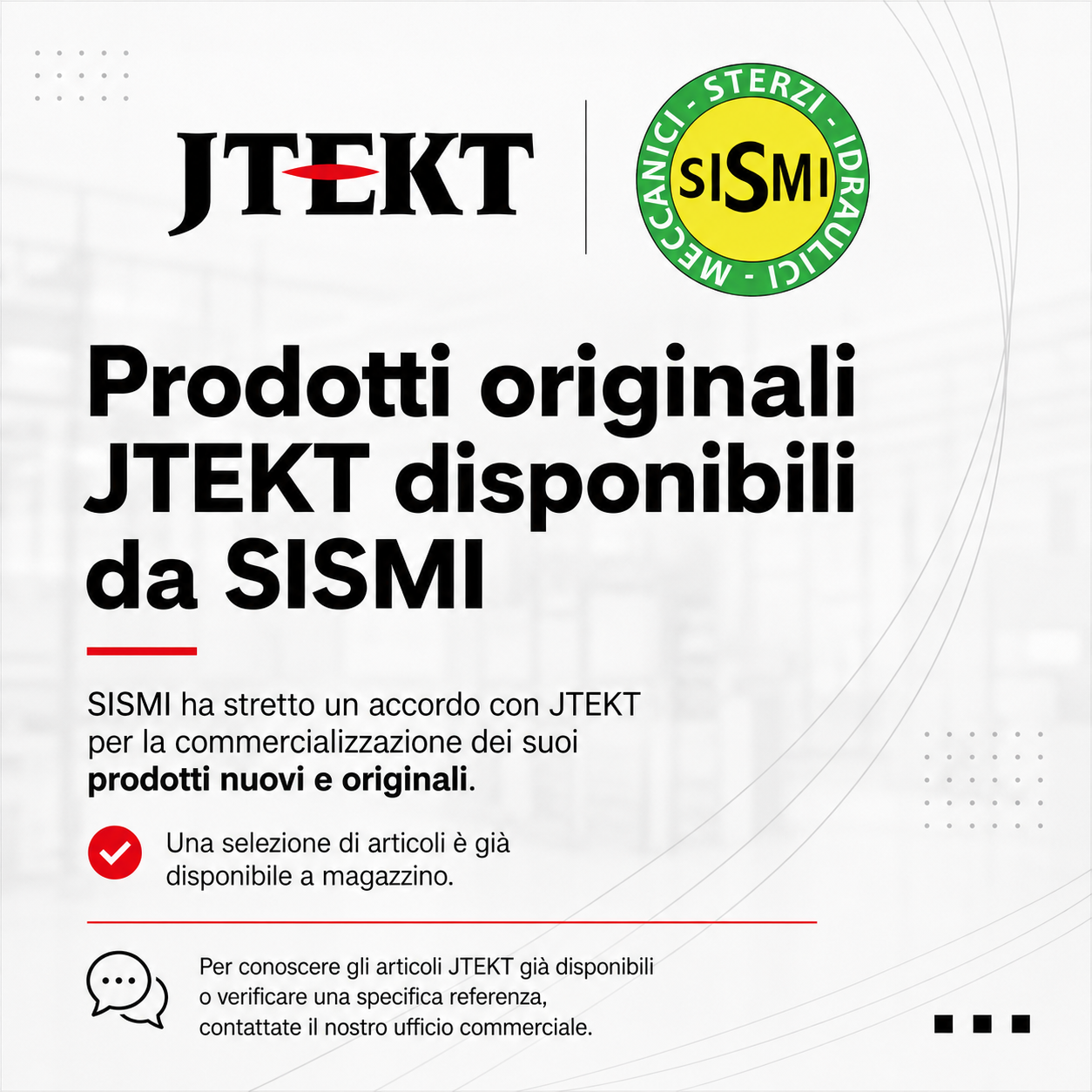 Prodotti originali JTEKT disponibili da SISMI
